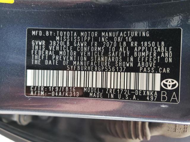 Photo 10 from auction – 2016 TOYOTA COROLLA L with VIN 5YFBURHE8GP556137