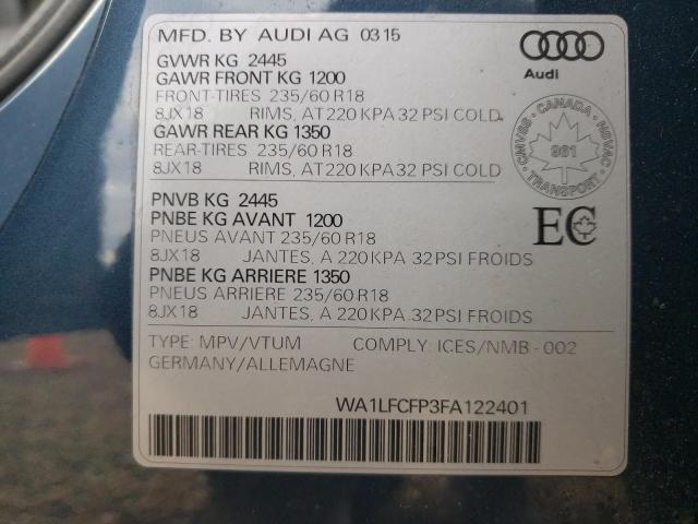 Photo 10 from auction – 2015 AUDI Q5 PREMIUM with VIN WA1LFCFP3FA122401
