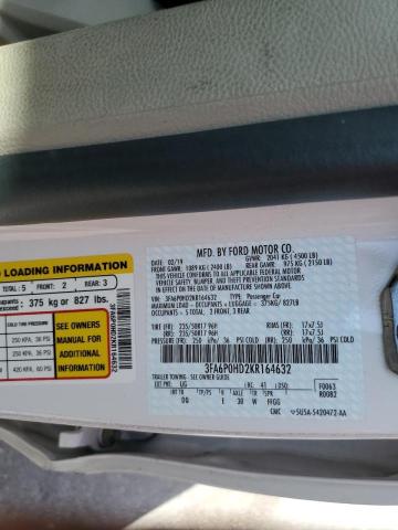 Photo 10 from auction – 2019 FORD FUSION SE with VIN 3FA6P0HD2KR164632