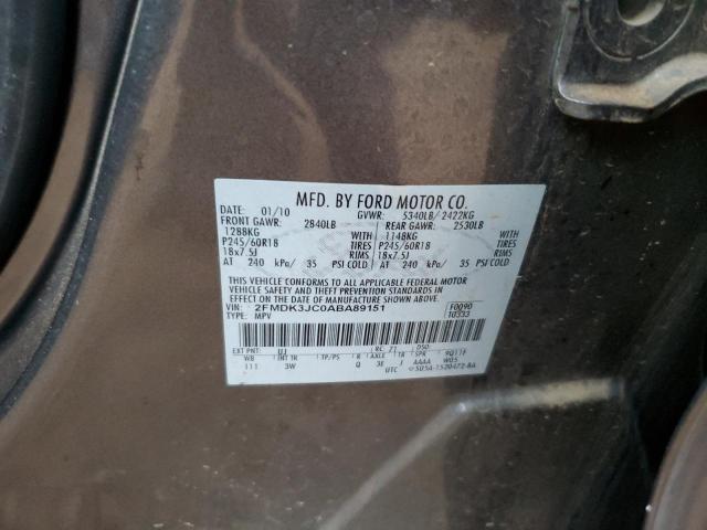 Photo 10 from auction – 2010 FORD EDGE SEL with VIN 2FMDK3JC0ABA89151