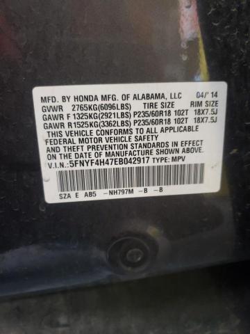 Photo 10 from auction – 2014 HONDA PILOT EX with VIN 5FNYF4H47EB042917