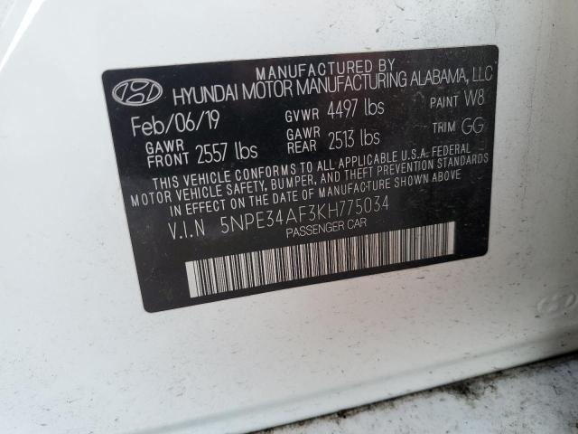 Photo 10 from auction – 2019 HYUNDAI SONATA with VIN 5NPE34AF3KH775034