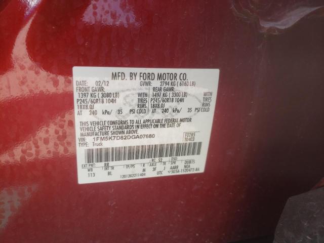 Photo 10 from auction – 2013 FORD EXPLORER X with VIN 1FM5K7D82DGA07680