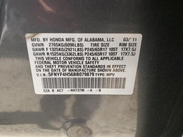 Photo 10 from auction – 2011 HONDA PILOT EXL with VIN 5FNYF4H56BB079879