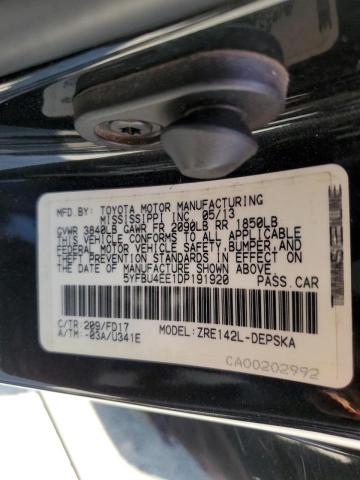 Photo 10 from auction – 2013 TOYOTA COROLLA BA with VIN 5YFBU4EE1DP191920