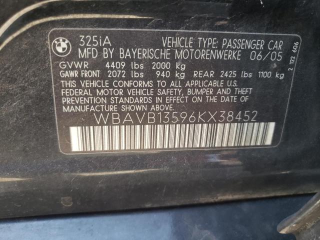 Photo 10 from auction – 2006 BMW 325 I with VIN WBAVB13596KX38452
