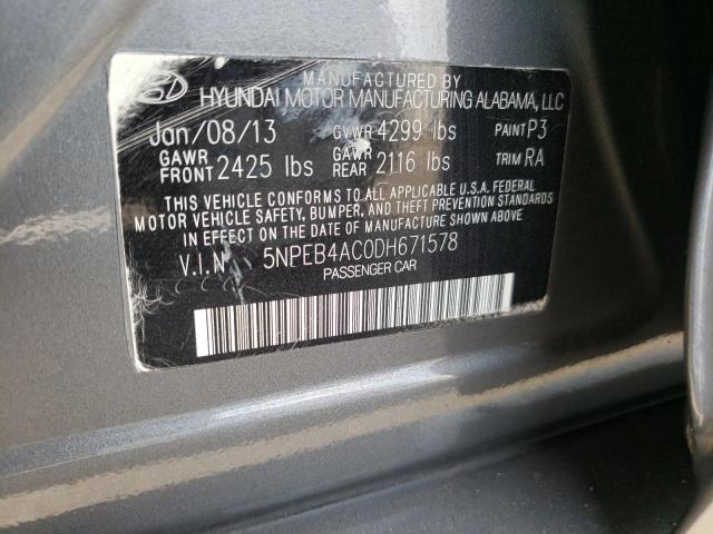 Photo 10 from auction – 2013 HYUNDAI SONATA GLS with VIN 5NPEB4AC0DH671578