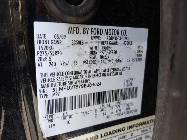 Photo 10 from auction – 2009 LINCOLN NAVIGATOR with VIN 5LMFU27579EJ01024