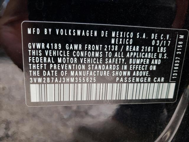 Photo 10 from auction – 2017 VOLKSWAGEN JETTA S with VIN 3VW2B7AJ3HM355625