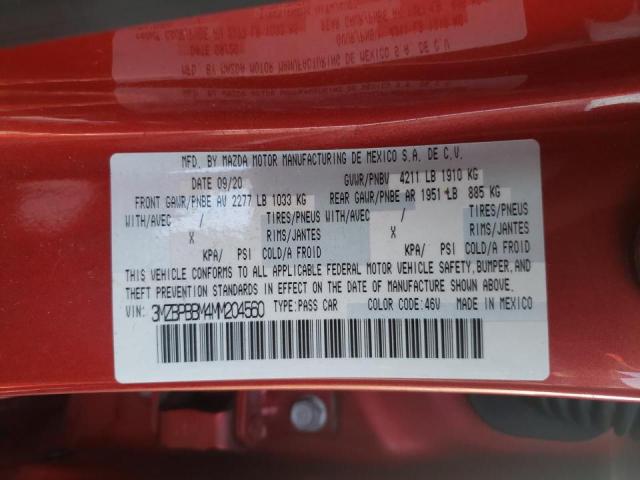 Photo 10 from auction – 2021 MAZDA 3 SELECT with VIN 3MZBPBBM4MM204560