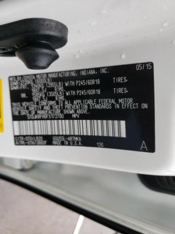 Photo 10 from auction – 2015 TOYOTA HIGHLANDER with VIN 5TDJKRFH0FS172700