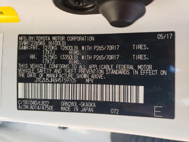 Photo 10 from auction – 2017 TOYOTA 4RUNNER SR with VIN JTEZU5JR6H5159105