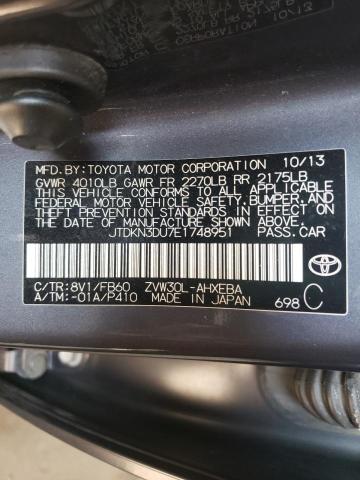 Photo 10 from auction – 2014 TOYOTA PRIUS with VIN JTDKN3DU7E1748951