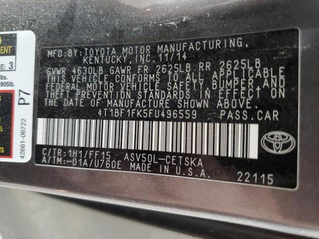Photo 10 from auction – 2015 TOYOTA CAMRY LE with VIN 4T1BF1FK5FU496559