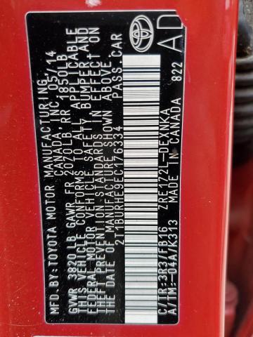 Photo 10 from auction – 2014 TOYOTA COROLLA L with VIN 2T1BURHE9EC176334