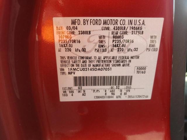 Foto 10 de la subasta – 2005 FORD ESCAPE XLT con VIN 1FMCU03145DA07051
