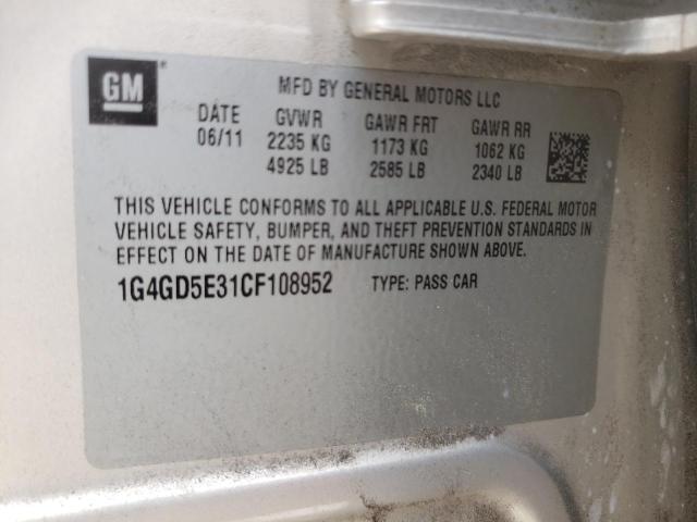 Photo 10 from auction – 2012 BUICK LACROSSE P with VIN 1G4GD5E31CF108952