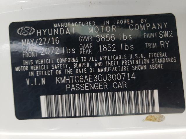 Photo 10 from auction – 2016 HYUNDAI VELOSTER T with VIN KMHTC6AE3GU300714