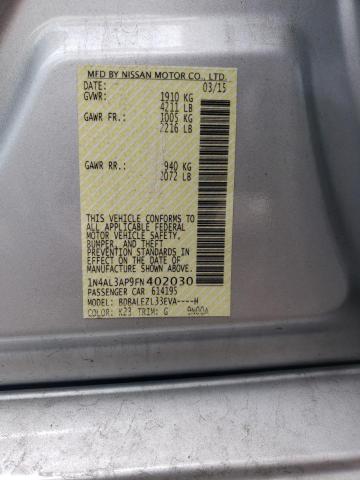 Photo 10 from auction – 2015 NISSAN ALTIMA with VIN 1N4AL3AP9FN402030