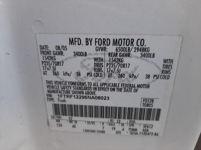 Photo 10 from auction – 2006 FORD F150 with VIN 1FTRF12296NA08023