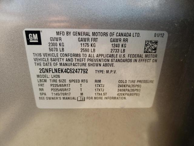 Photo 10 from auction – 2012 CHEVROLET EQUINOX LT with VIN 2GNFLNEK4C6247792