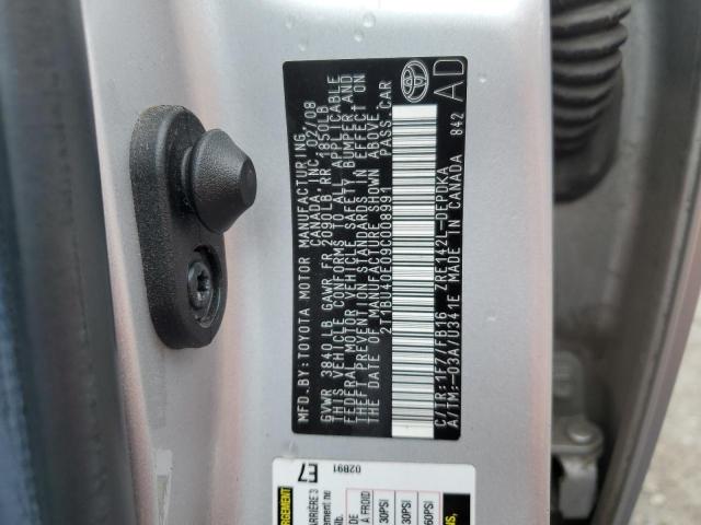 Photo 10 from auction – 2009 TOYOTA COROLLA BA with VIN 2T1BU40E09C008991