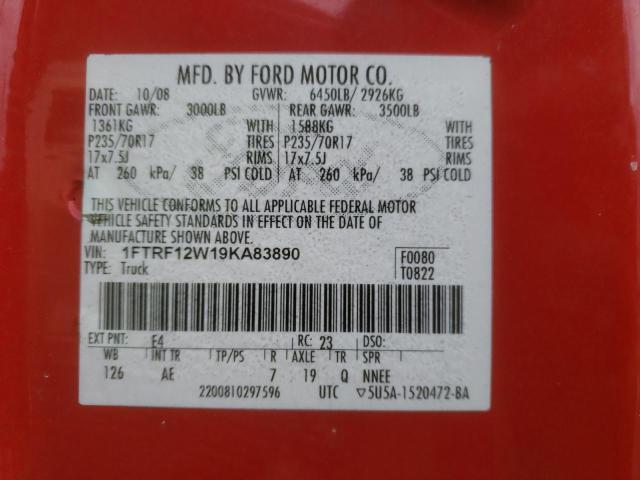 Photo 10 from auction – 2009 FORD F150 with VIN 1FTRF12W19KA83890