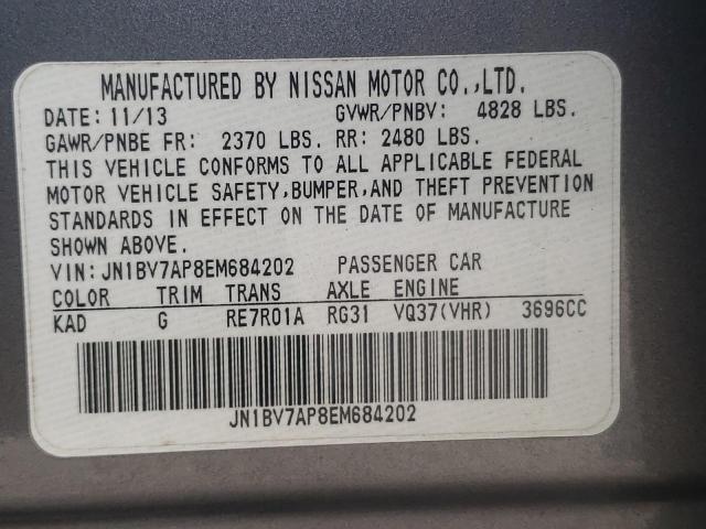 Photo 10 from auction – 2014 INFINITI Q50 BASE with VIN JN1BV7AP8EM684202