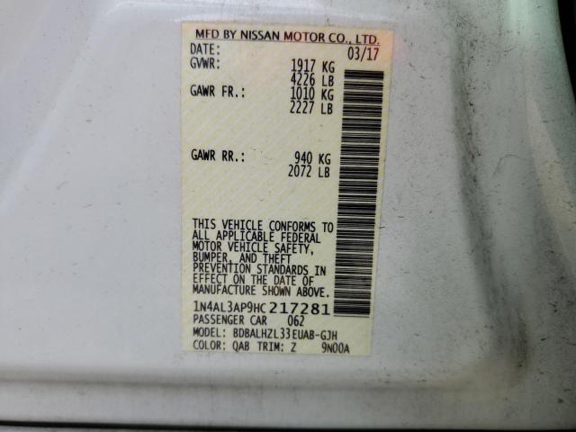Photo 10 from auction – 2017 NISSAN ALTIMA 2.5 with VIN 1N4AL3AP9HC217281