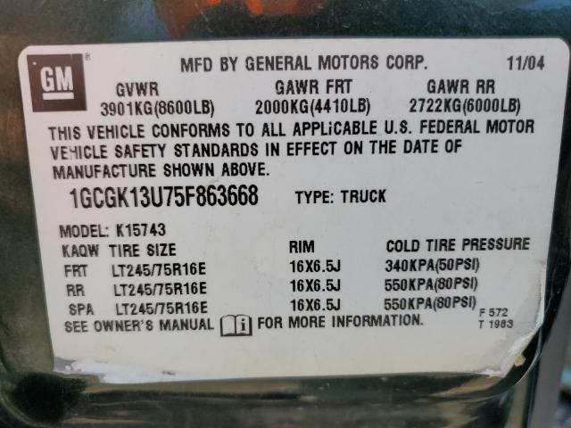 Photo 10 from auction – 2005 CHEVROLET SILVERADO with VIN 1GCGK13U75F863668