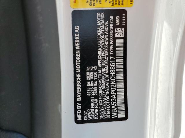 Photo 10 from auction – 2022 BMW 430I with VIN WBA53AP02NCH88617