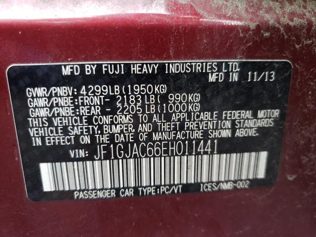 Photo 10 from auction – 2014 SUBARU IMPREZA PR with VIN JF1GJAC66EH011441