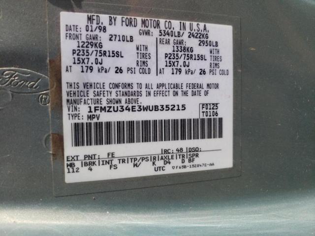 Photo 10 from auction – 1998 FORD EXPLORER with VIN 1FMZU34E3WUB35215