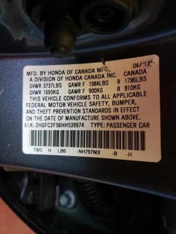 Photo 10 from auction – 2017 HONDA CIVIC LX with VIN 2HGFC2F56HH539974