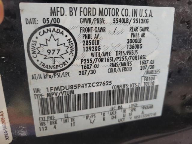 Photo 10 from auction – 2000 FORD EXPLORER L with VIN 1FMDU85P4YZC27625