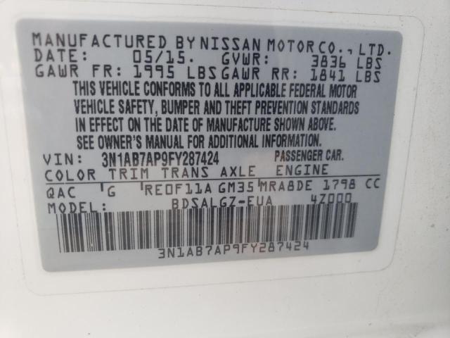 Photo 10 from auction – 2015 NISSAN SENTRA with VIN 3N1AB7AP9FY287424