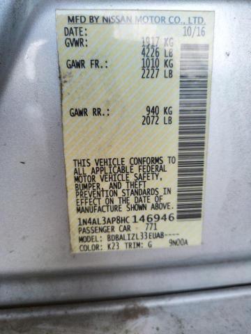 Photo 10 from auction – 2017 NISSAN ALTIMA 2.5 with VIN 1N4AL3AP8HC146946