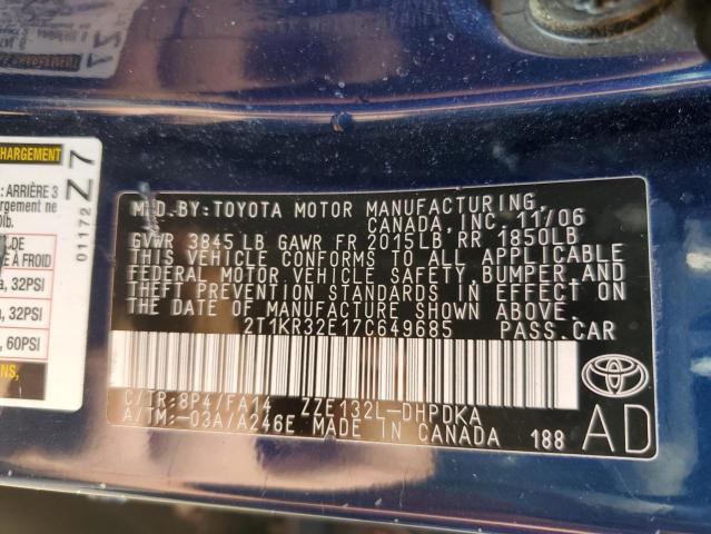 Photo 10 from auction – 2007 TOYOTA COROLLA MA with VIN 2T1KR32E17C649685