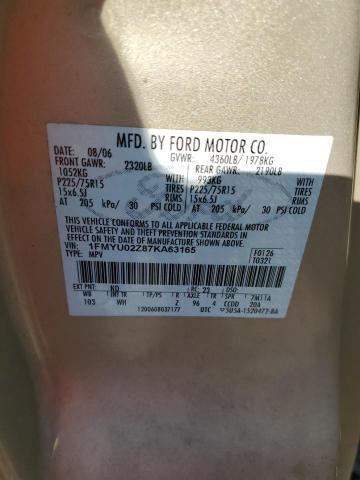 Photo 10 from auction – 2007 FORD ESCAPE XLS with VIN 1FMYU02Z87KA63165