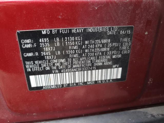 Photo 10 from auction – 2015 SUBARU OUTBACK 2. with VIN 4S4BSANC9F3327415