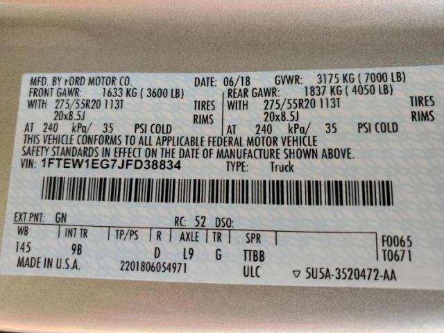 Photo 10 from auction – 2018 FORD F150 SUPER with VIN 1FTEW1EG7JFD38834