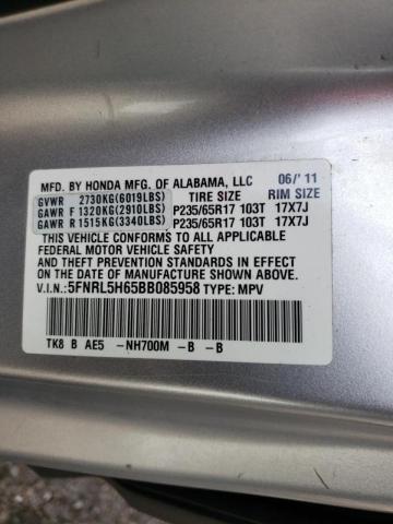 Photo 10 from auction – 2011 HONDA ODYSSEY EX with VIN 5FNRL5H65BB085958
