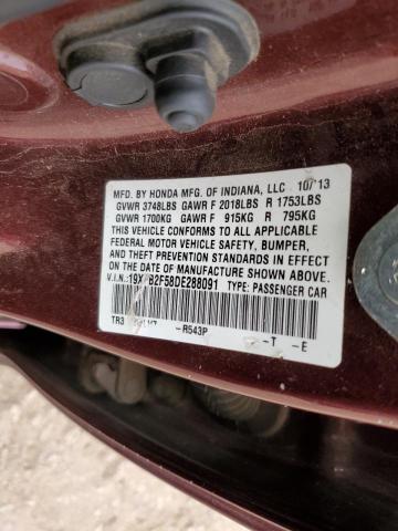 Photo 10 from auction – 2013 HONDA CIVIC LX with VIN 19XFB2F58DE288091