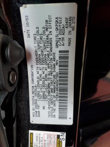 Photo 10 from auction – 2004 TOYOTA 4RUNNER SR with VIN JTEBU14R040027583