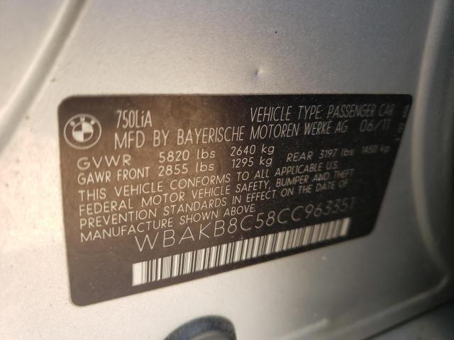 Photo 10 from auction – 2012 BMW 750 LI with VIN WBAKB8C58CC963351
