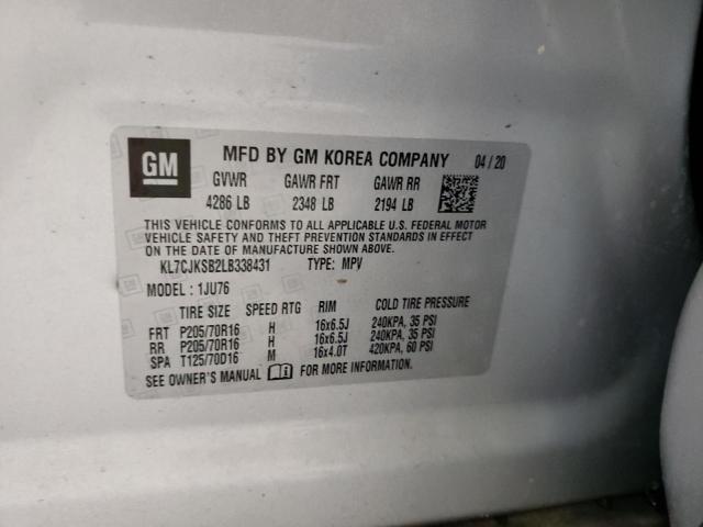 Photo 10 from auction – 2020 CHEVROLET TRAX LS with VIN KL7CJKSB2LB338431