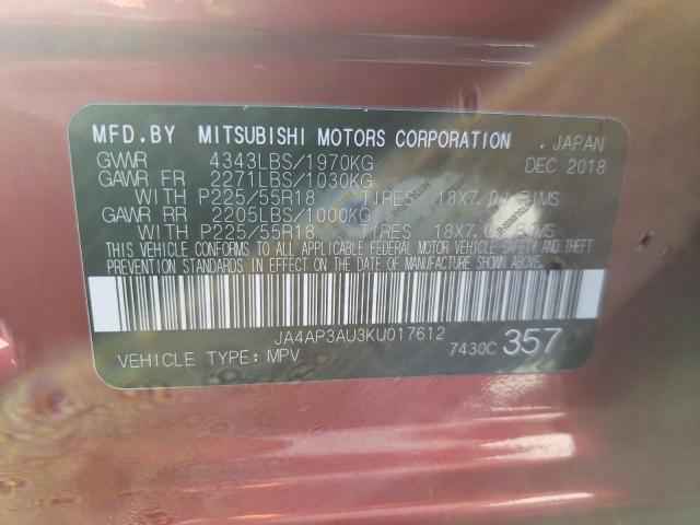 Photo 10 from auction – 2019 MITSUBISHI OUTLANDER with VIN JA4AP3AU3KU017612