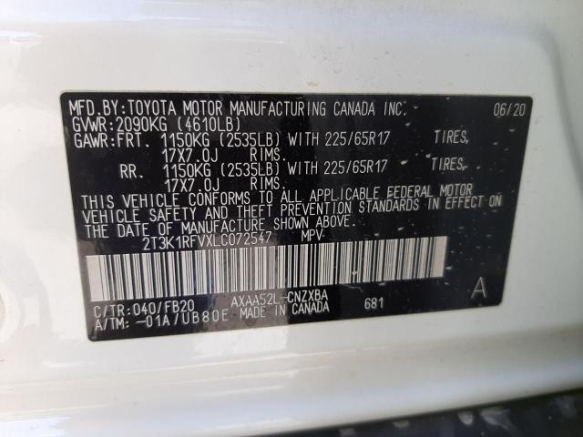 Photo 10 from auction – 2020 TOYOTA RAV4 LE with VIN 2T3K1RFVXLC072547