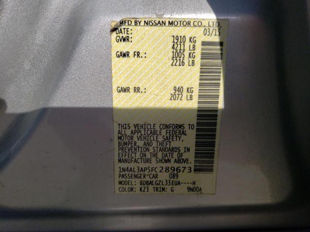 Photo 10 from auction – 2015 NISSAN ALTIMA 2.5 with VIN 1N4AL3AP5FC289673