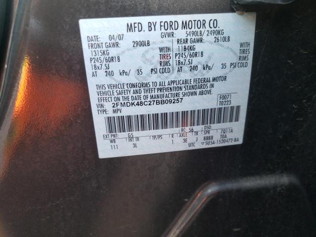 Photo 10 from auction – 2007 FORD EDGE SEL with VIN 2FMDK48C27BB09257